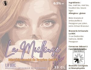 Etiquette de bière ambré au miel "La Mielleuse"